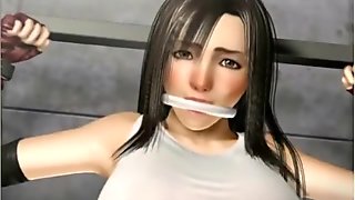 Tied up animated cutie gets rubbed